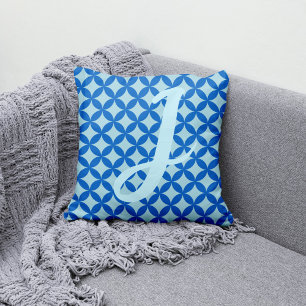Coussin Tuile d'été avec cercles azurés sur le bleu bébé