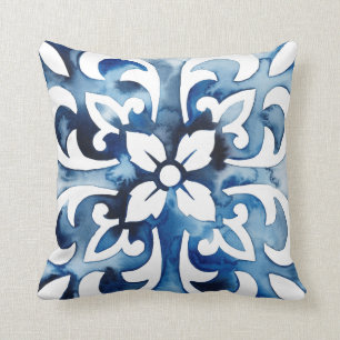Coussin Tuile II de cobalt