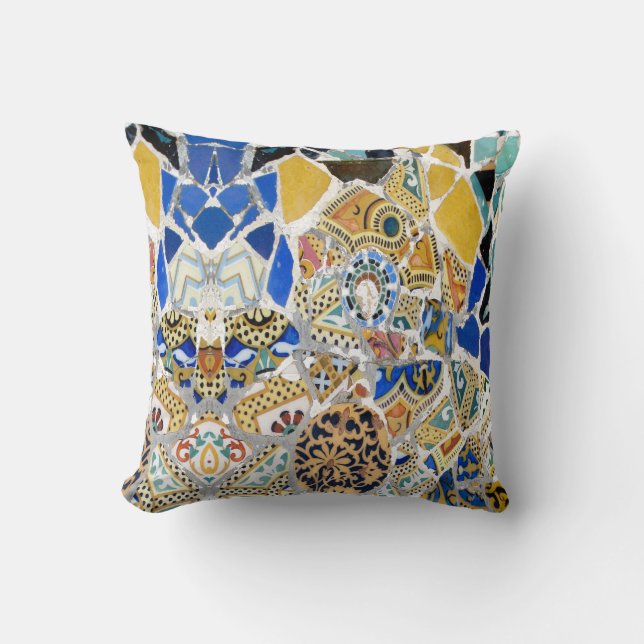 Coussin Tuiles jaunes de Gaudi - miroir (Recto)