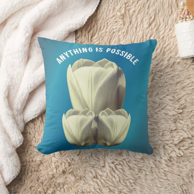 Coussin Tulip Flowers Anything Is Possible Inspirational  (Couverture)