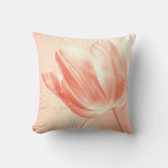 Coussin Tulipe de pêche vivante, rire, amour (Recto)