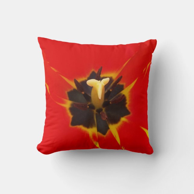Coussin tulipe jaune rouge (Recto)