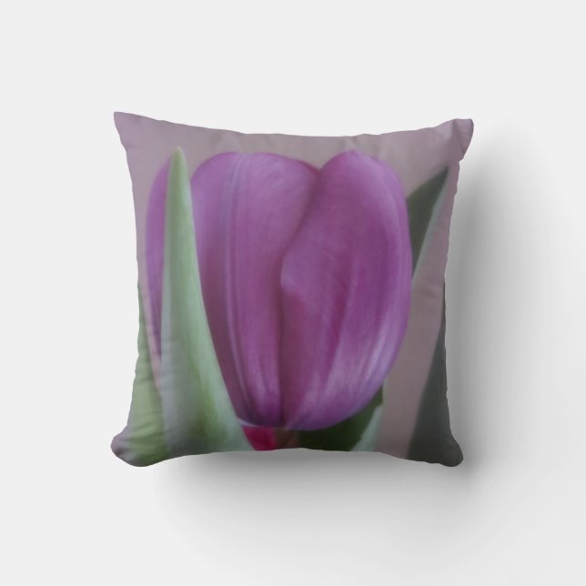 Coussin Tulipe violette solitaire (Recto)