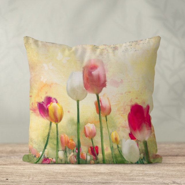 Coussin Tulipes aquarelles (Créateur téléchargé)
