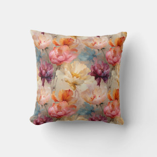 Coussin Tulipes colorées Aquarelle Motif Floral
