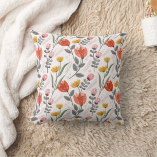 Coussin Tulipes Dessinées À La Main Moderne Lancer Oreille