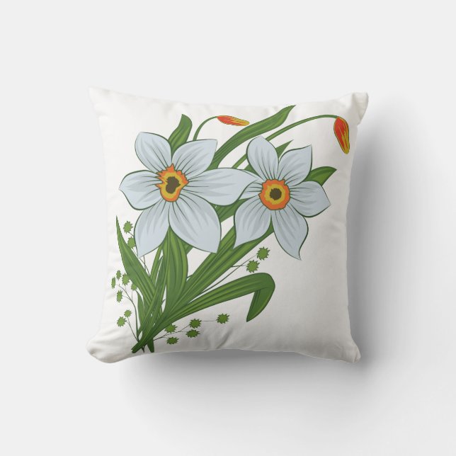 Coussin Tulipes et jonquilles Fleurs (Recto)