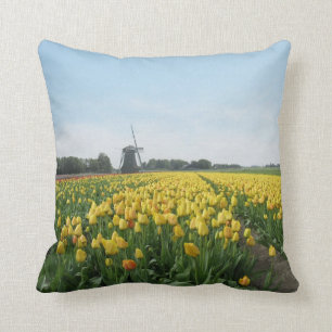 Coussin Tulipes et moulin à vent néerlandais Hollande