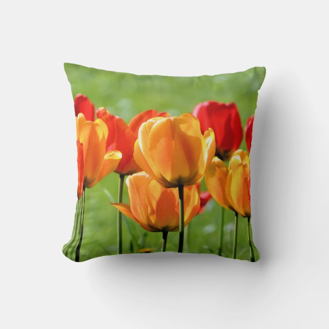 Coussin Tulipes Jaunes Et Rouges (Recto)