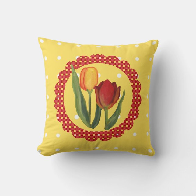 Coussin Tulipes printanières (Recto)