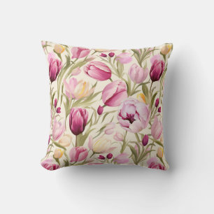 Coussin Tulipes roses