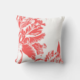 Coussin Tulipes roses de corail gras
