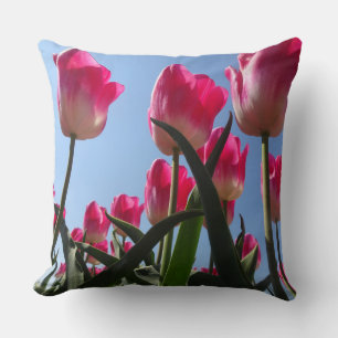 Coussin Tulipes Roses Ensoleillées Près De L'Oreiller