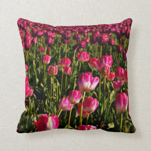 Coussin Tulipes roses, florales, jardins, fleurs, roses et
