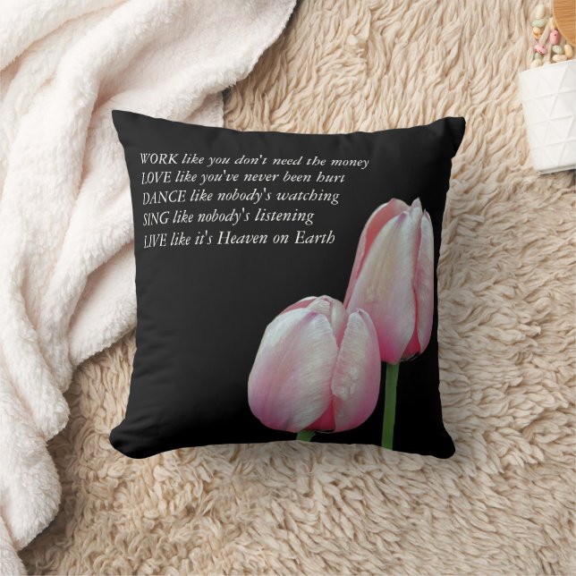 Coussin Tulipes Travailler Amour Danse Vivre Citation Insp (Couverture)