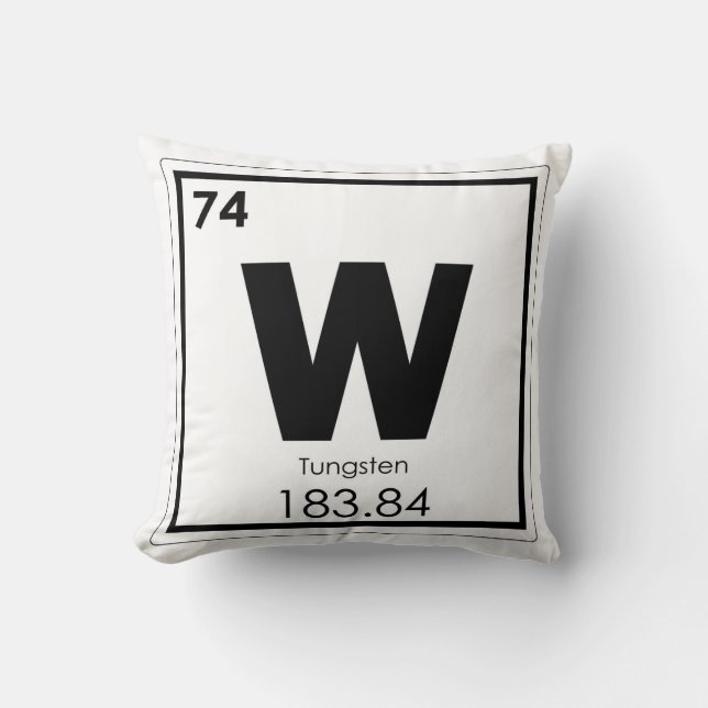 Coussin Tungstène élément chimique symbole formule chimiqu (Recto)