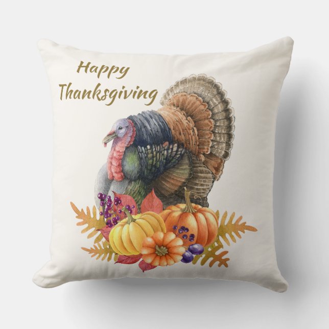 Coussin Turquie Citrouilles Thanksgiving Jeu d'oreiller (Recto)