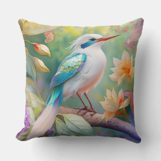 Coussin Turquoise aile crête blanche Imaginaire Oiseau