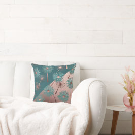 Coussin  Turquoise and Copper Dandelions