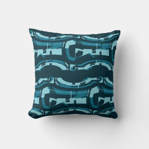Coussin Turquoise Aqua Bold Formes horizontales sur Turquo