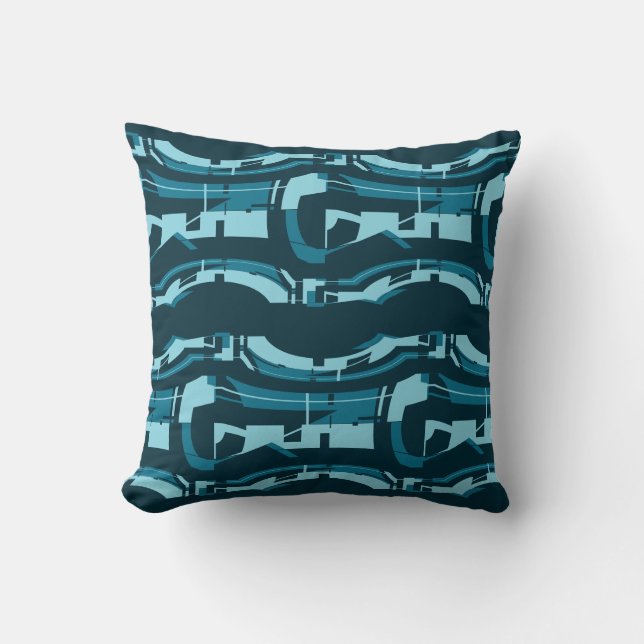 Coussin Turquoise Aqua Bold Formes horizontales sur Turquo (Recto)