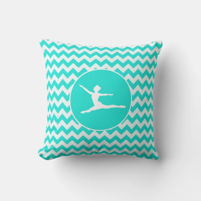 Coussin Turquoise, Aqua Color Chevron; Ballet (Recto)
