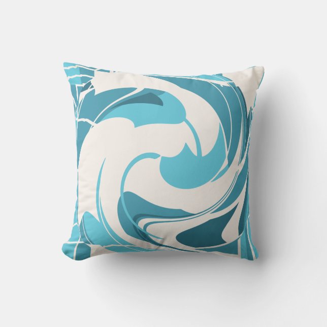 Coussin Turquoise Aqua Décolleté blanc cassé (Recto)