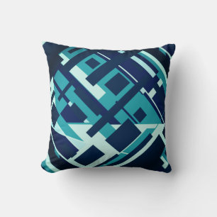 Coussin Turquoise Aqua Navy Diagonal Conception géométriqu