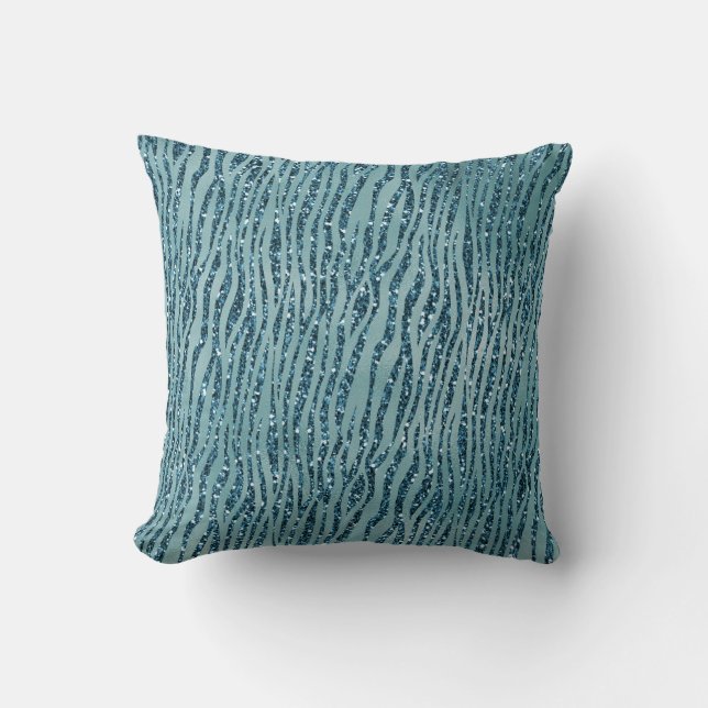 Coussin Turquoise Aqua Parties scintillant Zebra Print     (Recto)