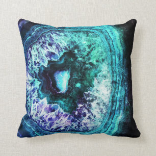 Coussin Turquoise assez glaciale et cristal pourpre de