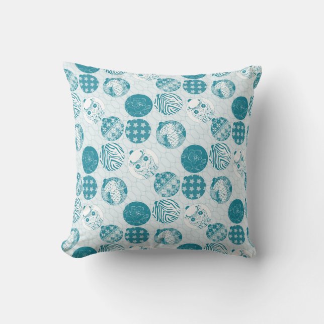 Coussin Turquoise, Bleu, motif de Noël (Recto)
