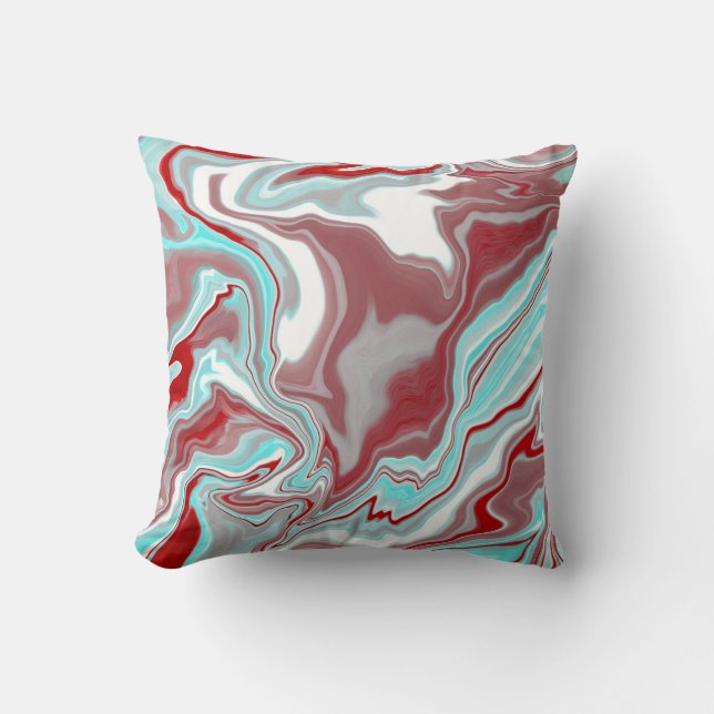Coussin Turquoise, Bourgogne, persiennes en marbre rouge e (Recto)