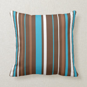 Coussin Turquoise Brown et rayures blanches