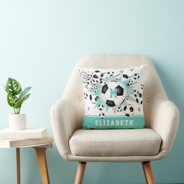 Coussin turquoise clair filles salle de sport ballon de fo (Chaise)
