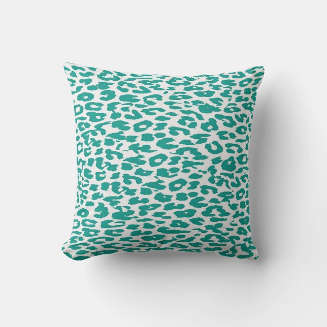 Coussin Turquoise de la peau Empreinte de léopard (Recto)
