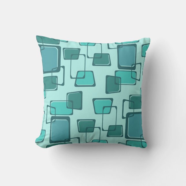 Coussin Turquoise du milieu du siècle Carré biaisé (Recto)