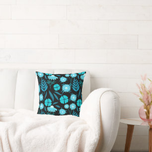 Coussin Turquoise en fleurs