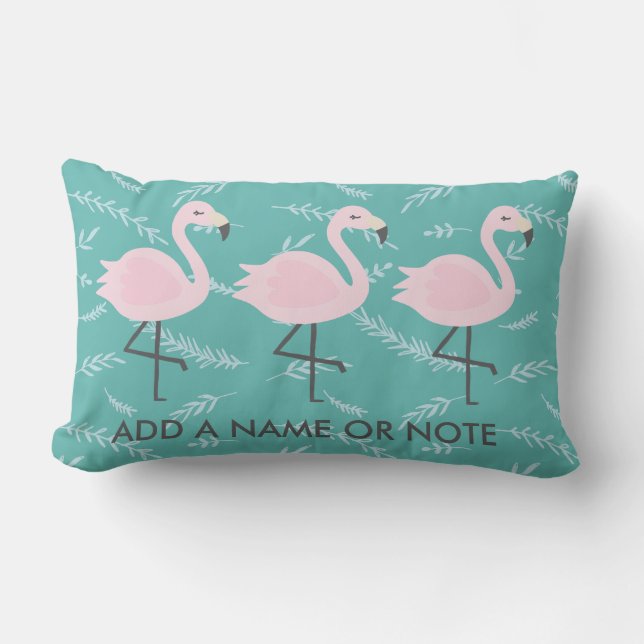 Coussin turquoise en pastel de Flamant rose mignon (Recto)
