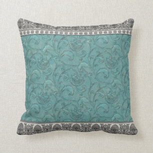 Coussin Turquoise équilibrée dans le gris par JoMazArt