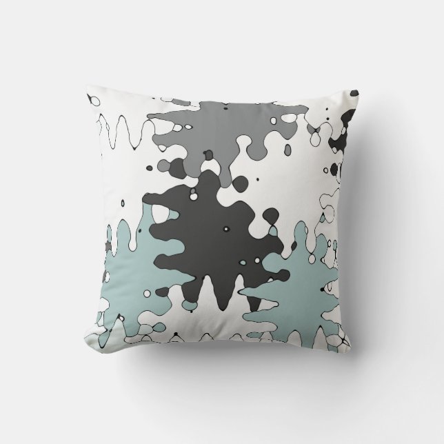 Coussin Turquoise et corail Motif unique (Recto)