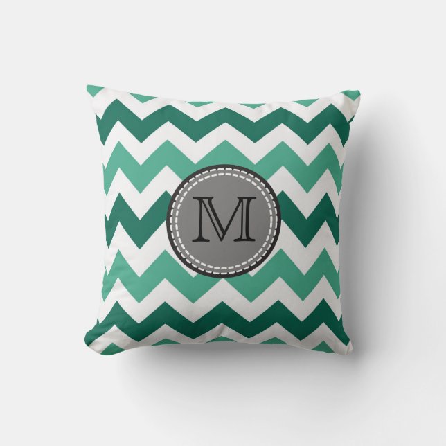 Coussin Turquoise et Mint Chevron Zigzag Motif (Recto)