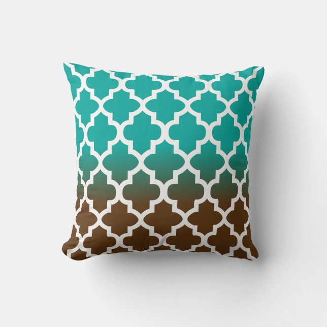 Coussin Turquoise et motif de Quatrefoil de mélange de (Recto)