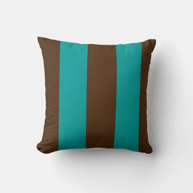 Coussin Turquoise et rayures au chocolat Lancer l'oreiller (Recto)