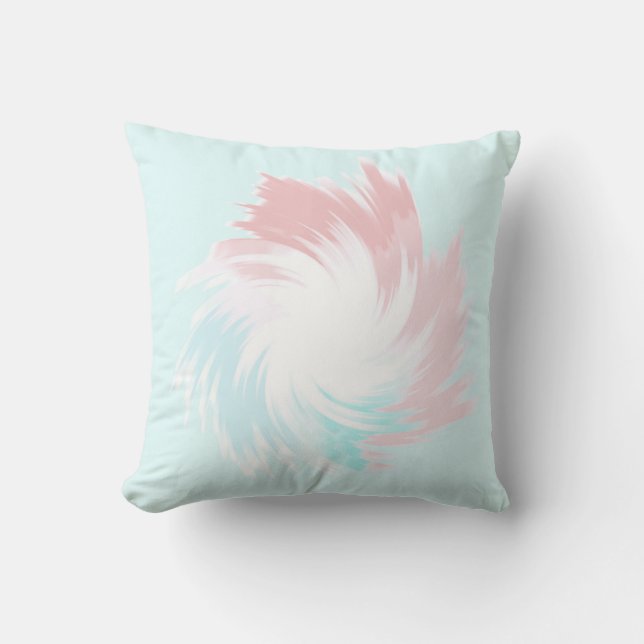 Coussin Turquoise et Saumon Pastel forme de rotation (Recto)