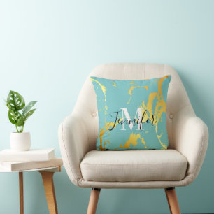 Coussin Turquoise Golden Foil