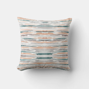 Coussin Turquoise moderne Peach Grey Aquarelle Motif de ba