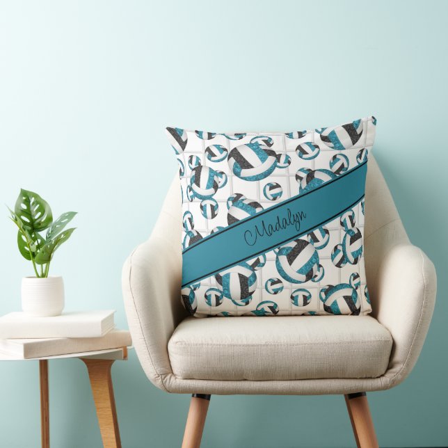Coussin Turquoise noir ceinture volleyballs motif net acce (Chaise)