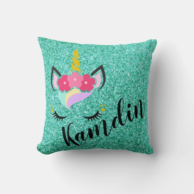 Coussin turquoise personnalisé de parties (Recto)