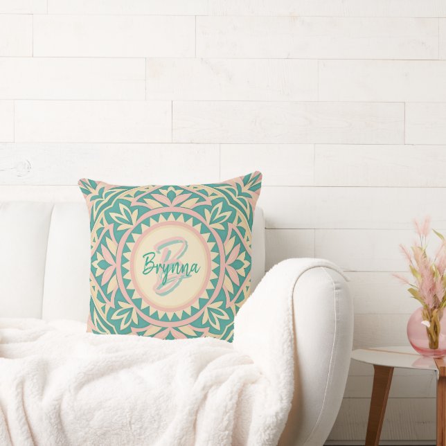 Coussin Turquoise & Pink Spring Garden Fourre-tout (Canapé)