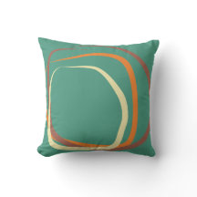 Coussin Turquoise profonde avec rose, orange et bl